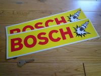 Bosch Spark Plugs Yellow Oblong Stickers. 15.5" Pair.
