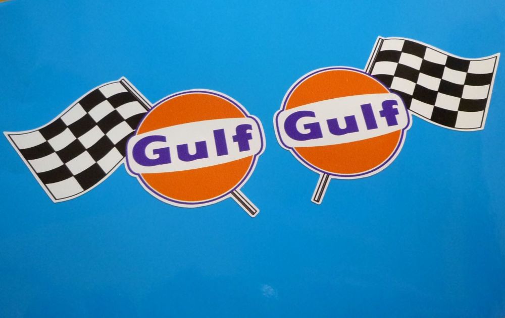 Gulf Logo & Chequered Flag Handed Stickers. 16