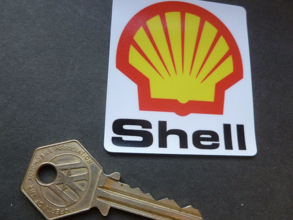 Shell Logo & Text Window Sticker. 60mm.