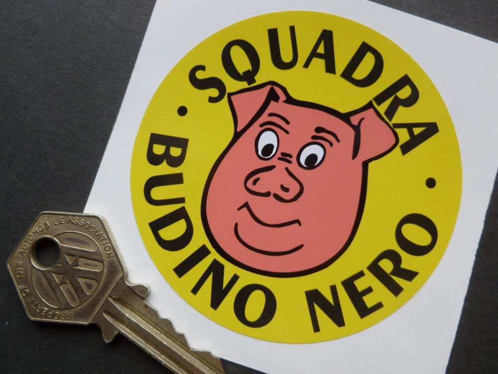 Squadra Budino Nero Norman Grimshaw Style Circular Sticker. 3".