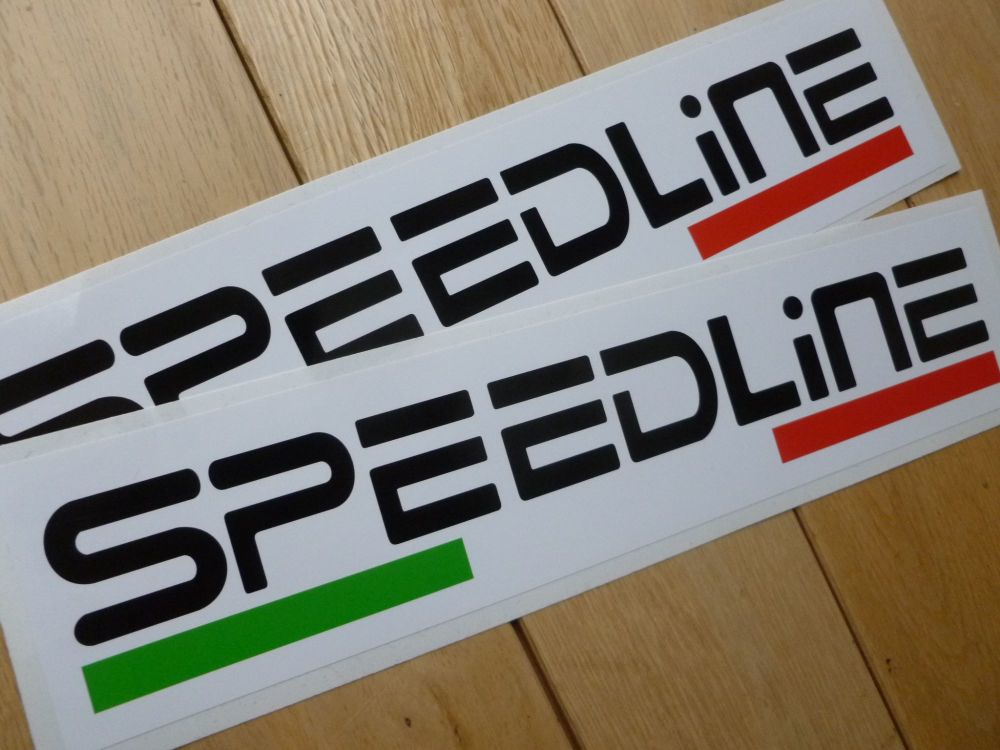 Speedline 70's-80's Style Racing Wheels Oblong Stickers. 12" Pair.