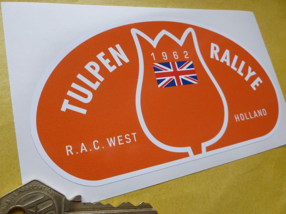 Tulip Rally Tulpenrallye 1962 Union Jack Rally Plate Sticker. 6".