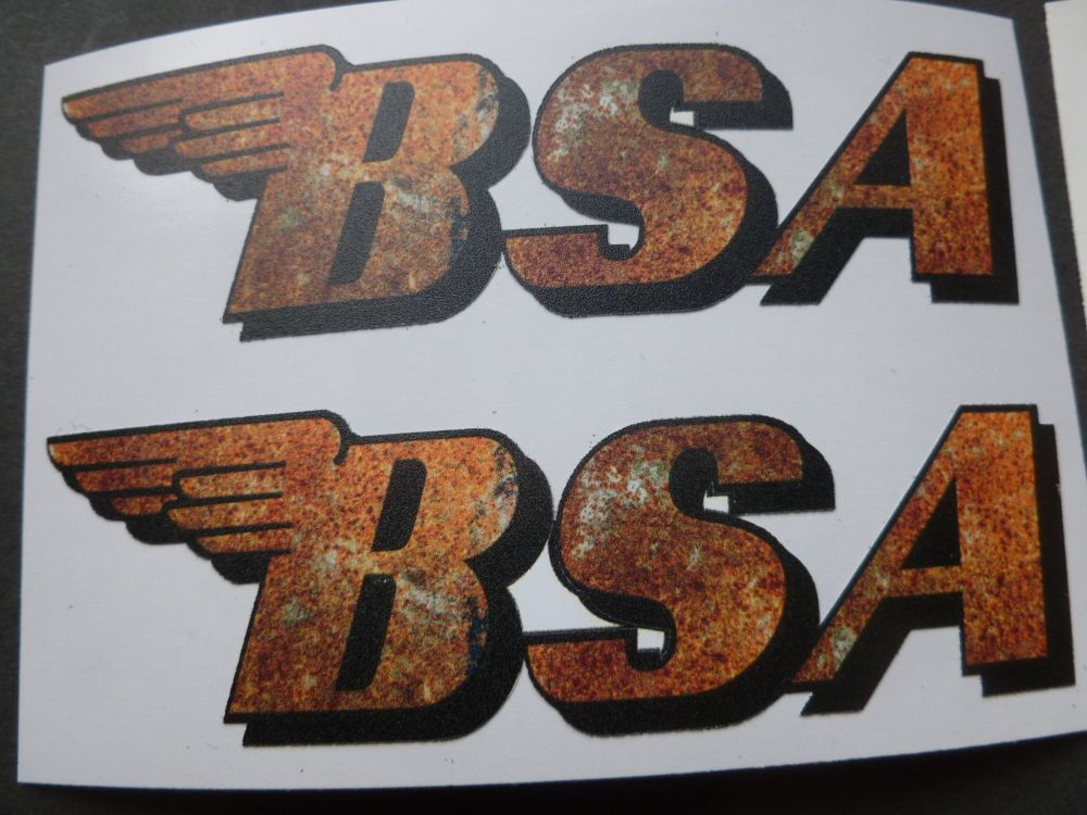 BSA Shaped Rusty Style Stickers. 4