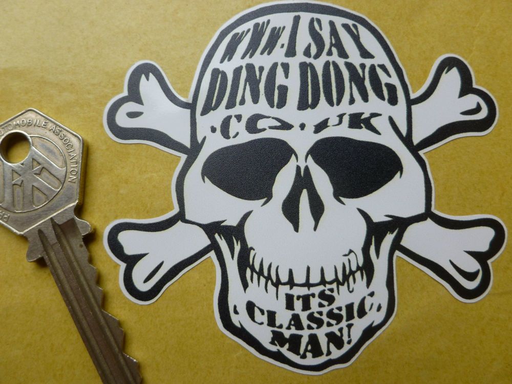 I Say Ding Dong Skull & Crossbones Style Sticker.