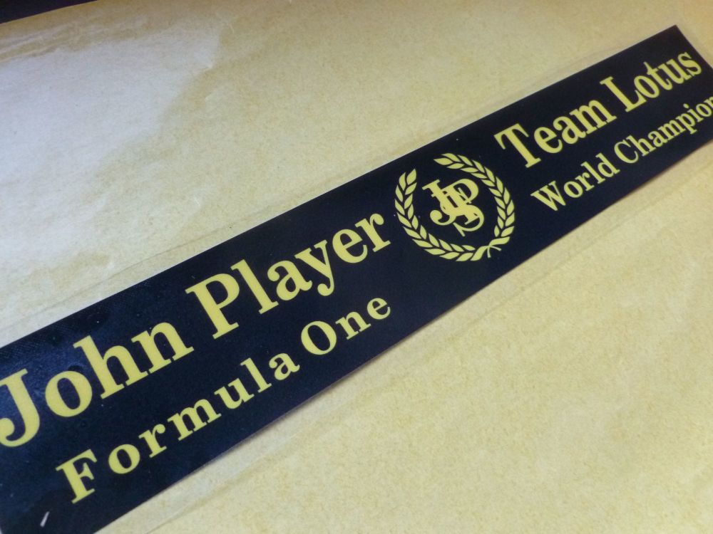 John Player Team Lotur F1 World Champions Window Sticker. 10