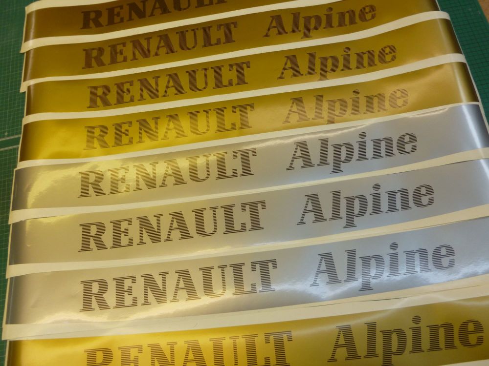 Renault Alpine Screentop Visor Decal Stickers. 946mm.