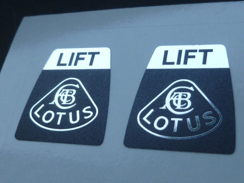 Lotus Kangol Style Seat Belts Lift Shaped Stickers. 1" Pair.