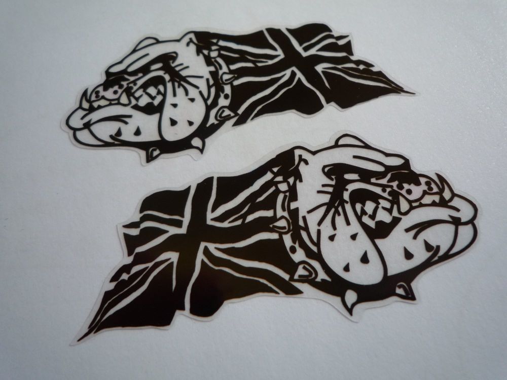 British Bulldog & Union Jack Black & Clear Stickers. 3