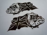 British Bulldog & Union Jack Black & Clear Stickers. 3", 4" or 6" Pair.