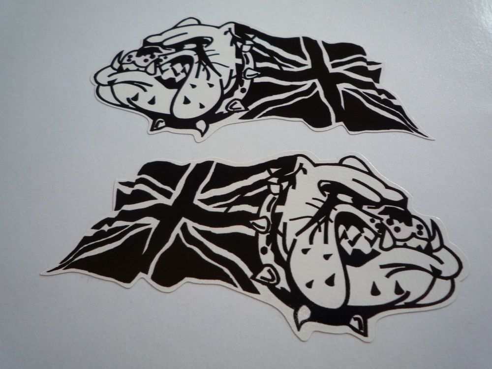 British Bulldog & Union Jack Black & White Stickers. 4