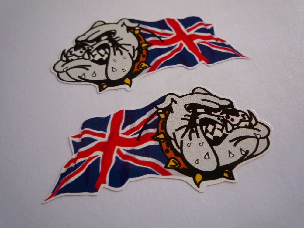 British Bulldog & Union Jack Colour Stickers. 2", 3", 4" or 6" Pair.