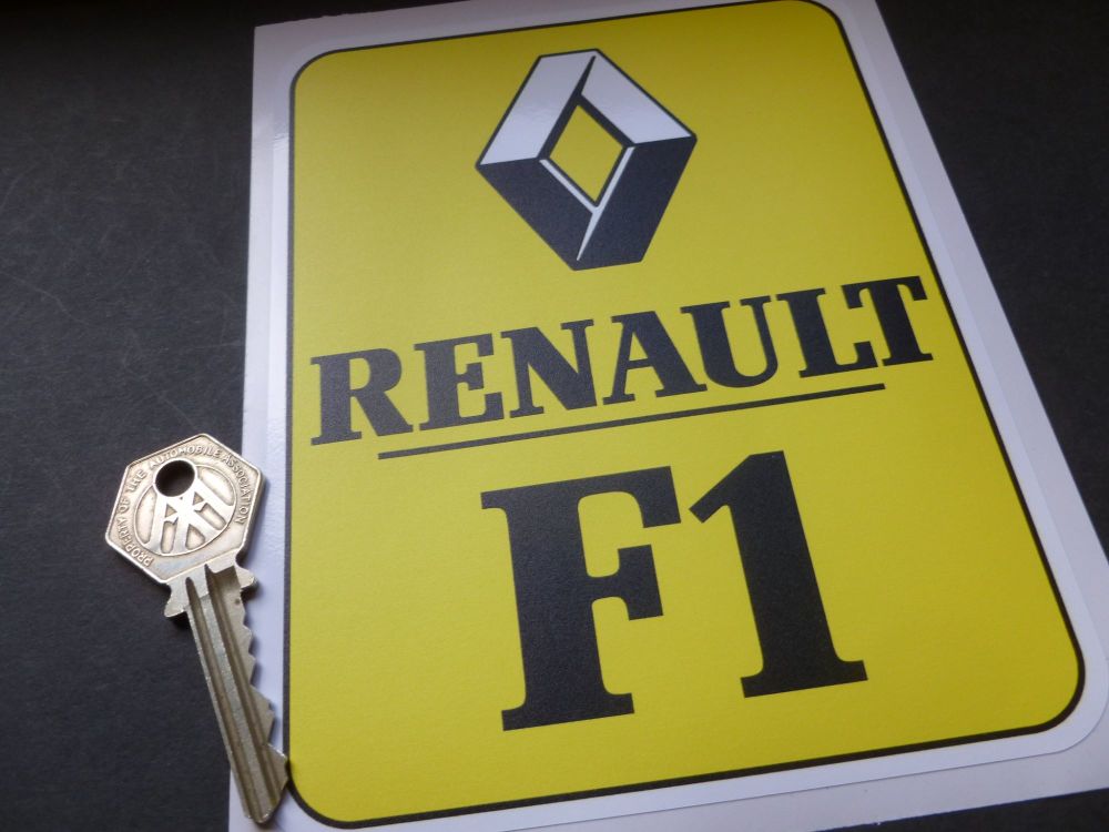 Renault F1 Black, Yellow & White Oblong Stickers.  Pair.