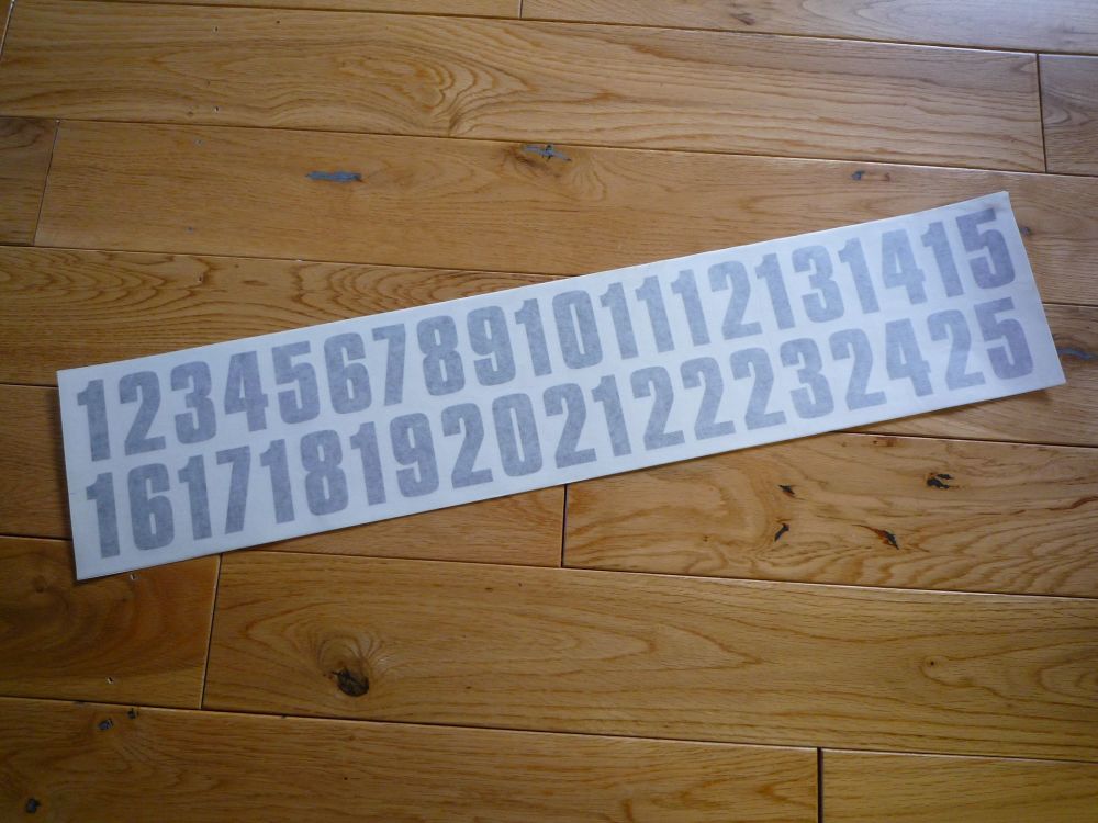Cut Number Stickers. 1 - 25. 50mm Tall.