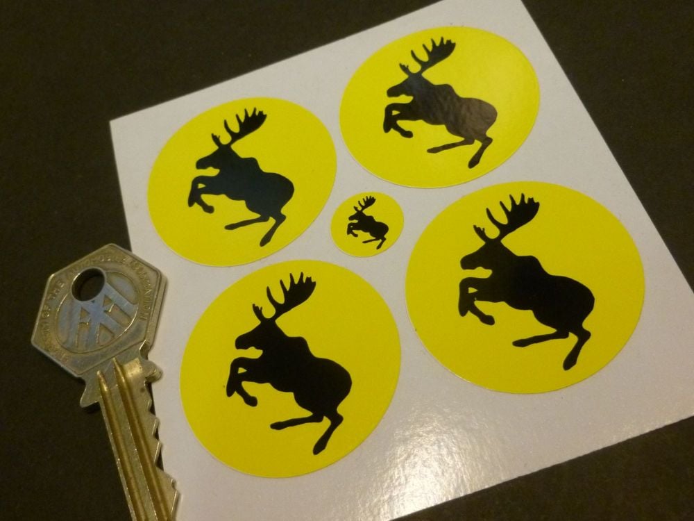 Volvo Prancing Moose Wheel Centre Stickers - Black & Yellow - Set of 4 - 38mm or 63mm