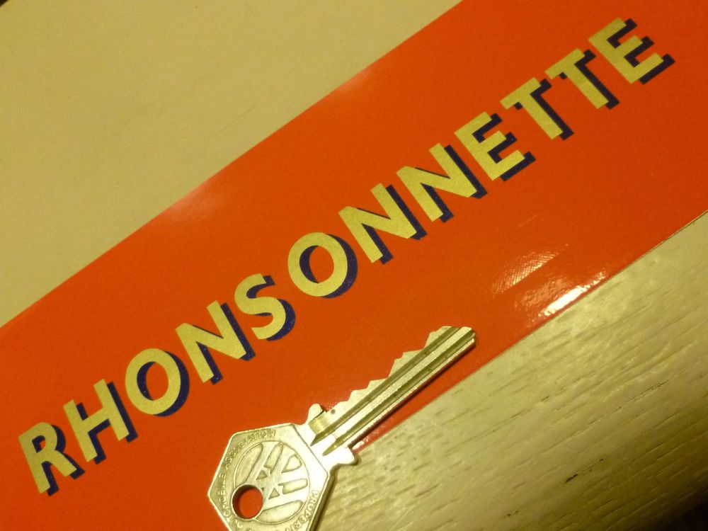 Rhonsonnette Cut Text Gold and Dark Blue Stickers. 6.5" Pair.