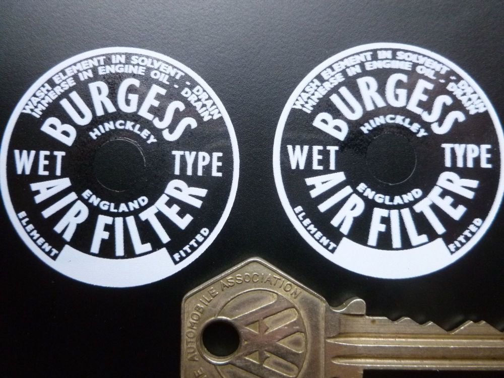 Burgess Air Filter Stickers. 40mm Pair.