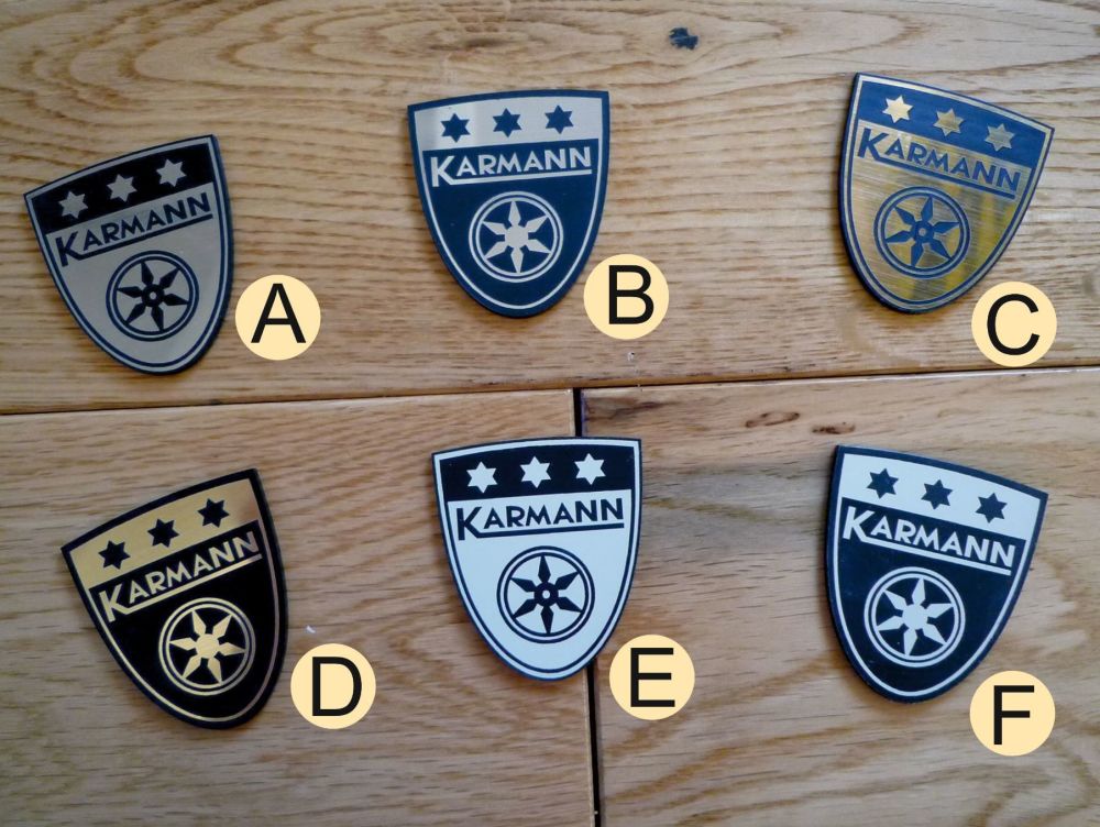 Karmann Shield Style Self Adhesive Car Badge. 1.75