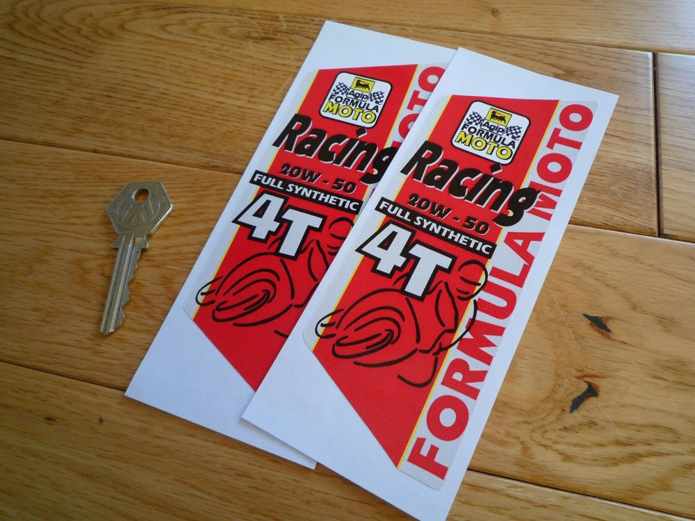 Agip Formula Moto 4T Vertical Stickers. 6" Pair.
