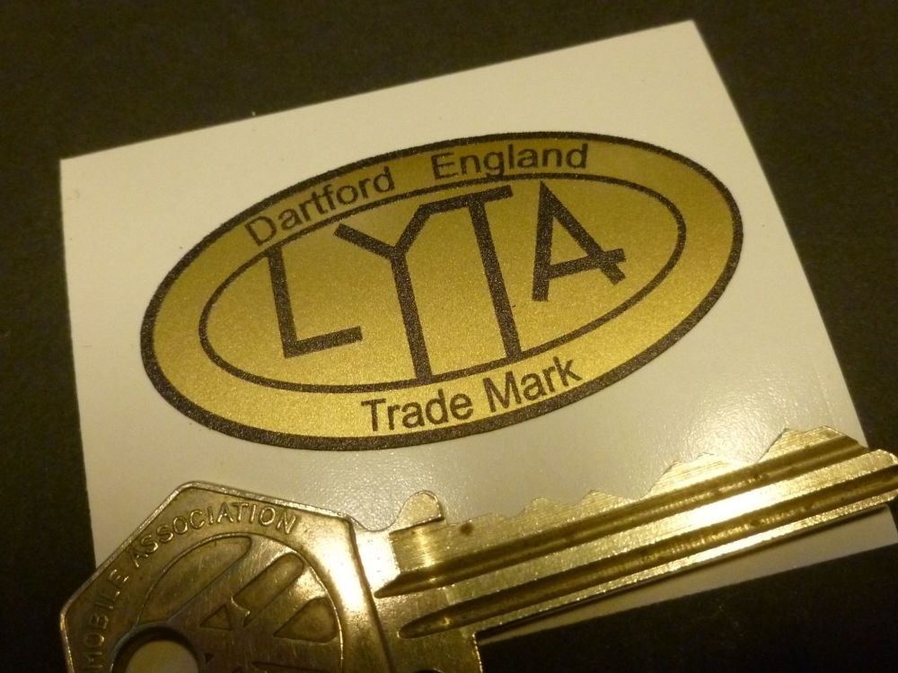 LYTA Aluminium Cafe Racer Petrol/Gas Tank Oval Sticker. Various Colours. 50mm.