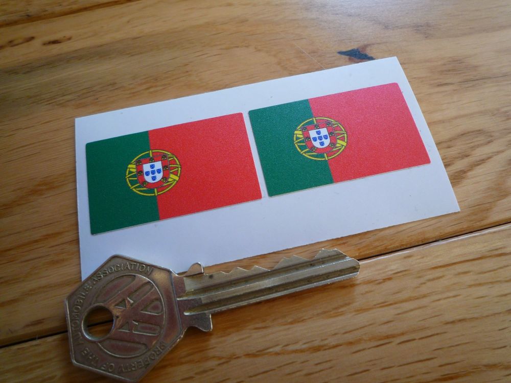 Portugal Drivers Name Style Flag Stickers. 40mm x 25mm Pair.