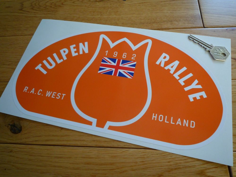 Tulip Rally Tulpenrallye 1962 Orange Union Jack Rally Plate Sticker. 12".
