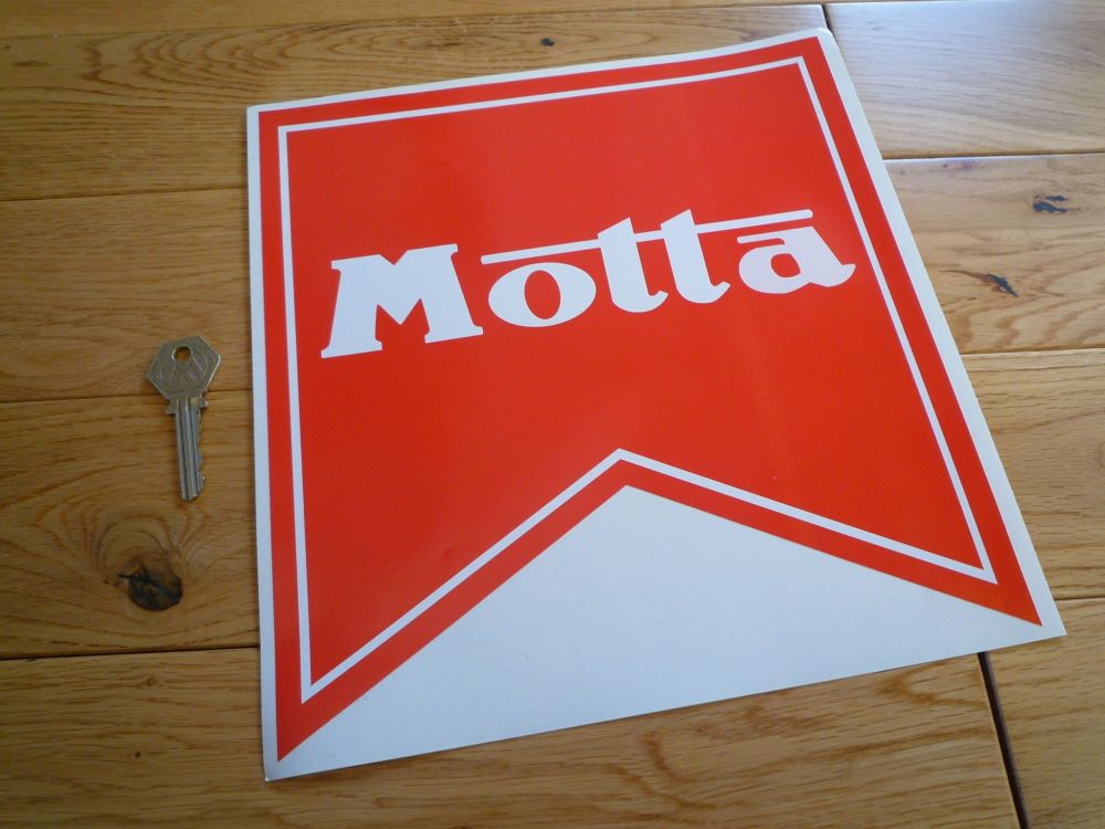 Motta Logo Red & White Shaped Sticker. 8" or 10".