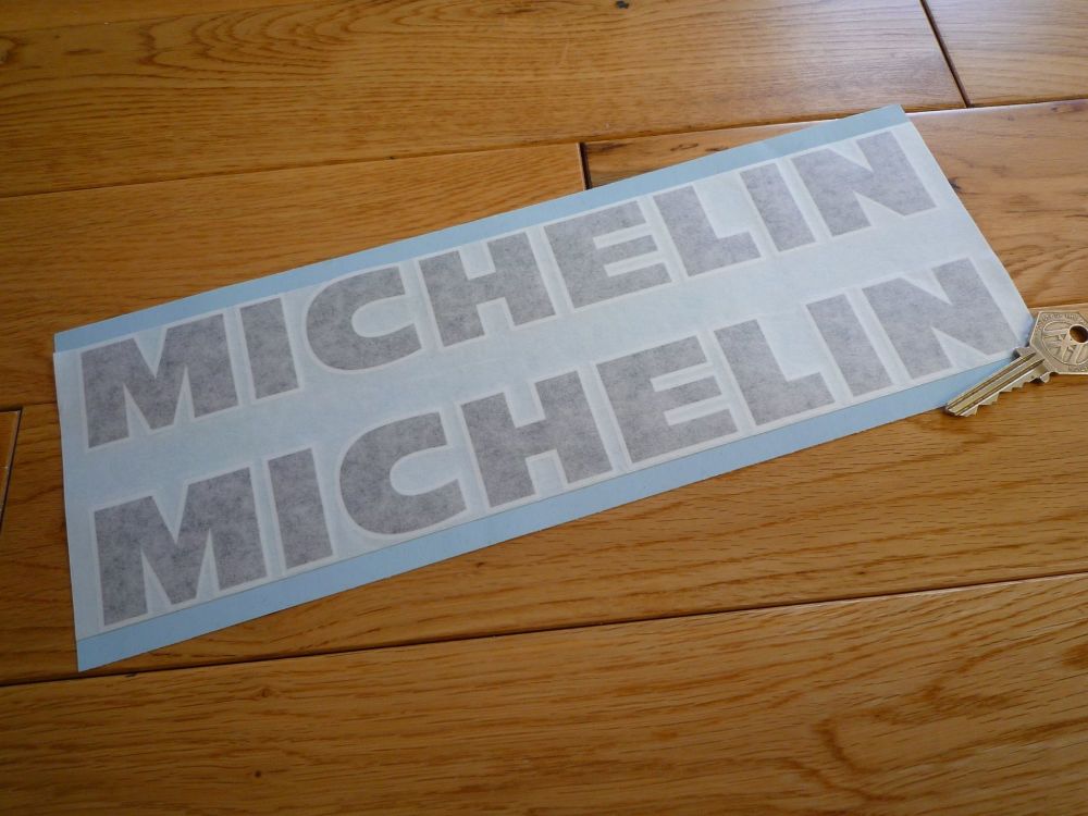 Michelin Cut Vinyl Black with White Outline Taller Style Text Stickers. 12