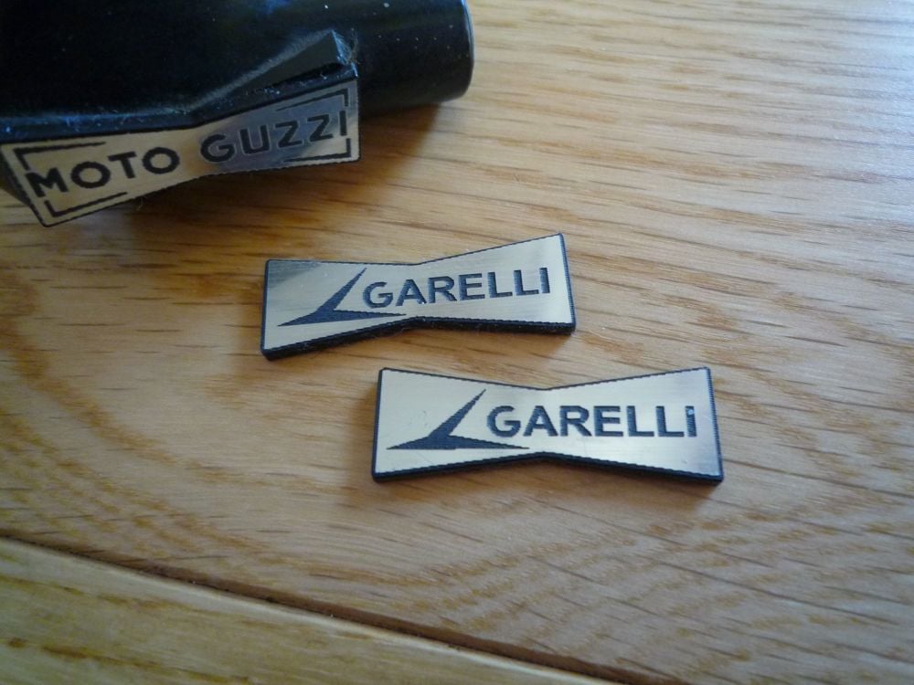 Garelli Champion Spark Plug HT Cap Cover Badges. 29mm Pair.