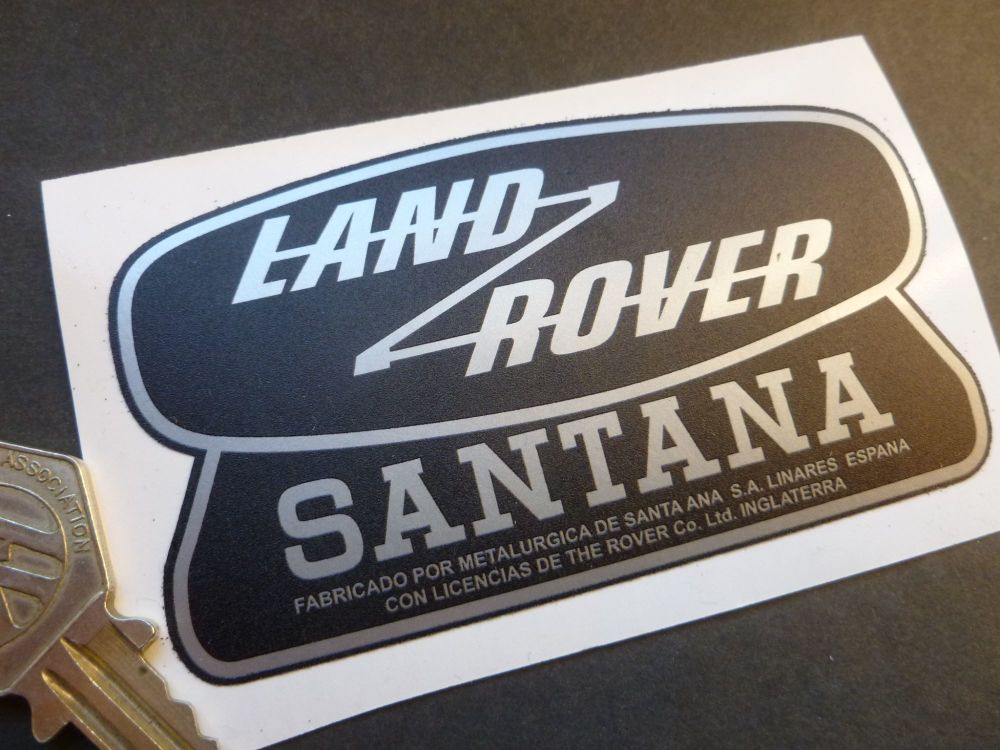 Land Rover SANTANA Logo Shaped Sticker. 94mm