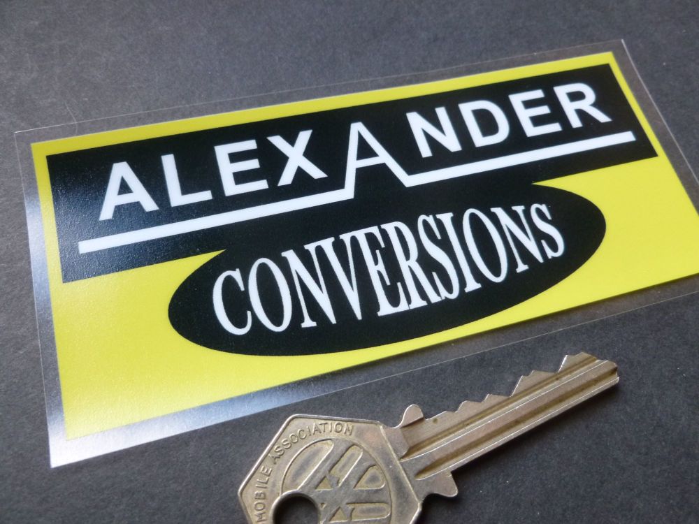 Alexander Conversions Yellow & Black Oblong WINDOW Sticker. 4.5