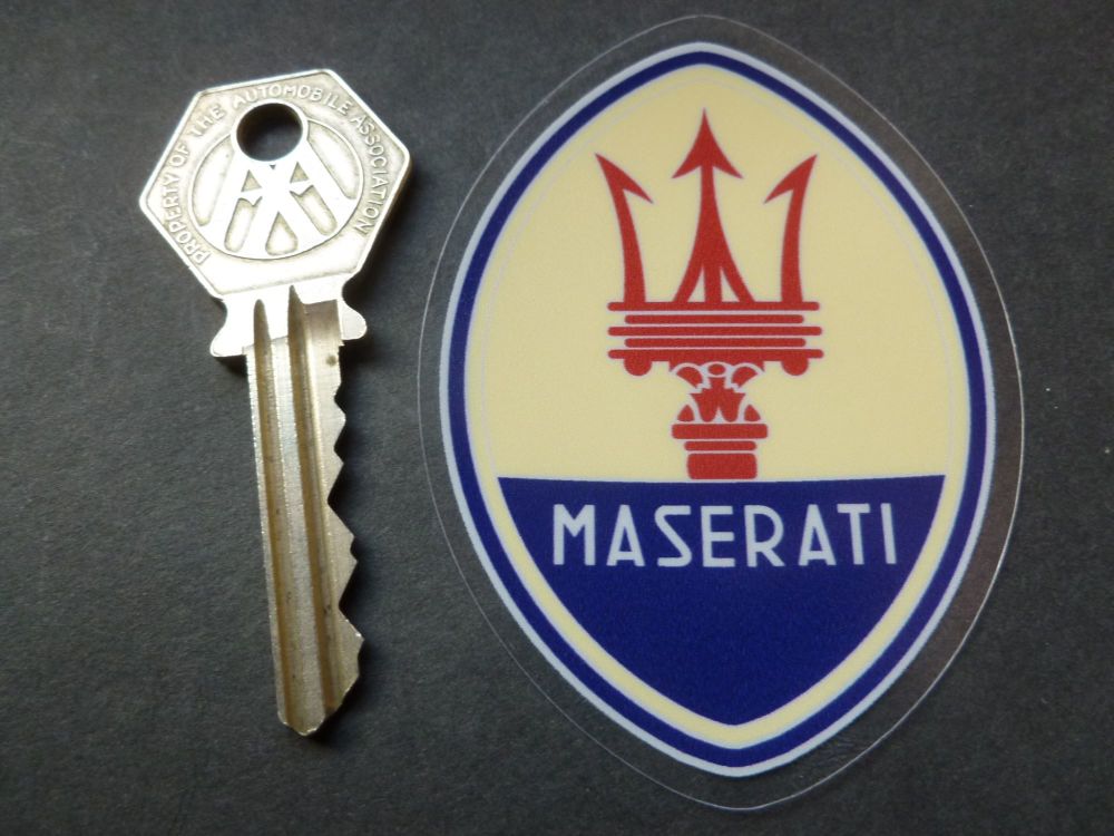 Maserati Logo Window Sticker. 3".