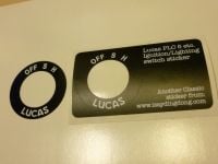 Lucas Ignition & Lighting Switch Round Sticker - PLC 5, PRS 7, PRS 8