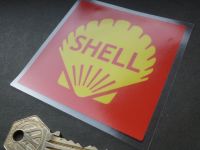 Shell Red Square Window Sticker. 90mm.