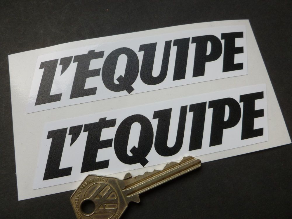 L'EQUIPE Sport paper sponsors stickers 125mm pair 