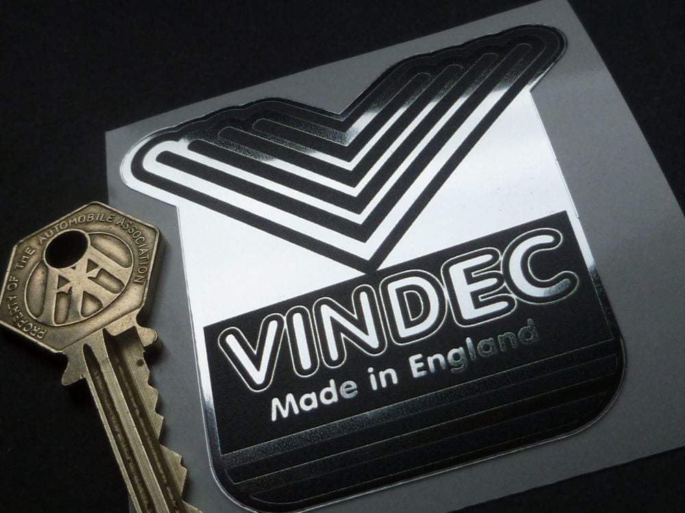Vindec V Made in England Bicycle Headstock Foil Sticker. 70mm.
