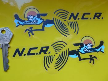 NCR Ducati Racing White Detail on Clear Stickers - 5" or 6" Handed Pair
