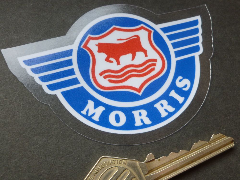 Morris Logo Shaped Window Sticker. 3.5".