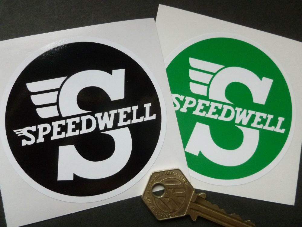 Speedwell Black & White or Green & White Circular Sticker. 3.25".