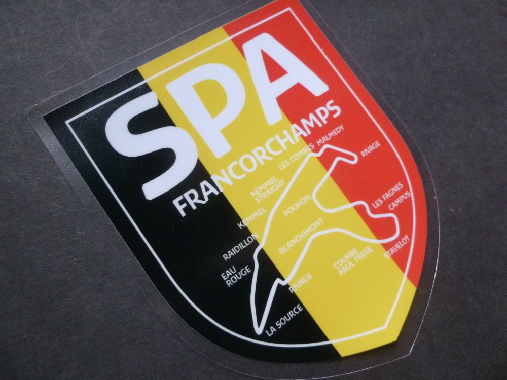 Spa Francorchamps Race Circuit Car Body or Window Sticker. 2.25" or 4.5".
