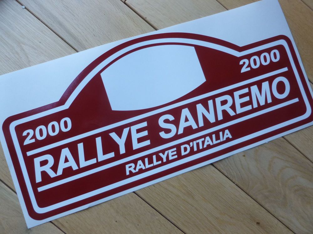 Rallye Sanremo 2000 Rally Plate Style Sticker. 16".