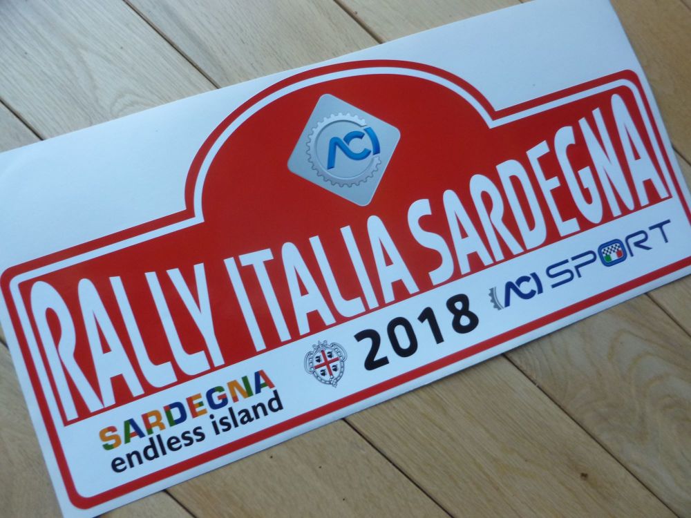 Rally Italia Sardegna 2018 Rally Plate Style Sticker. 16".