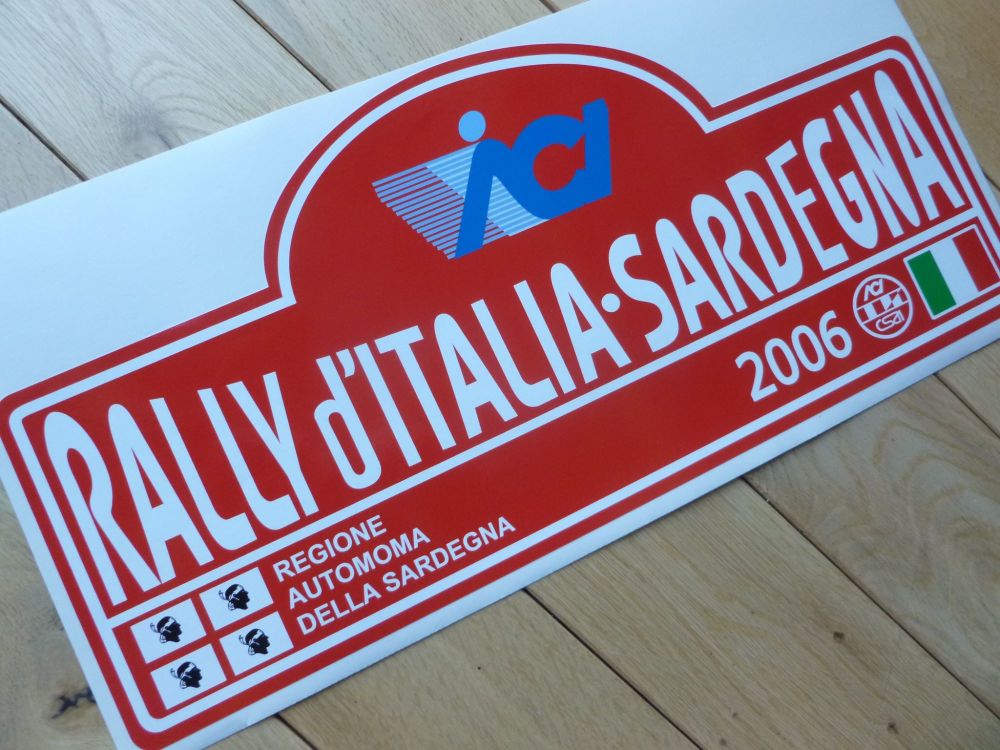 Rally d'Italia Sardegna 2006 Rally Plate Style Sticker. 16".