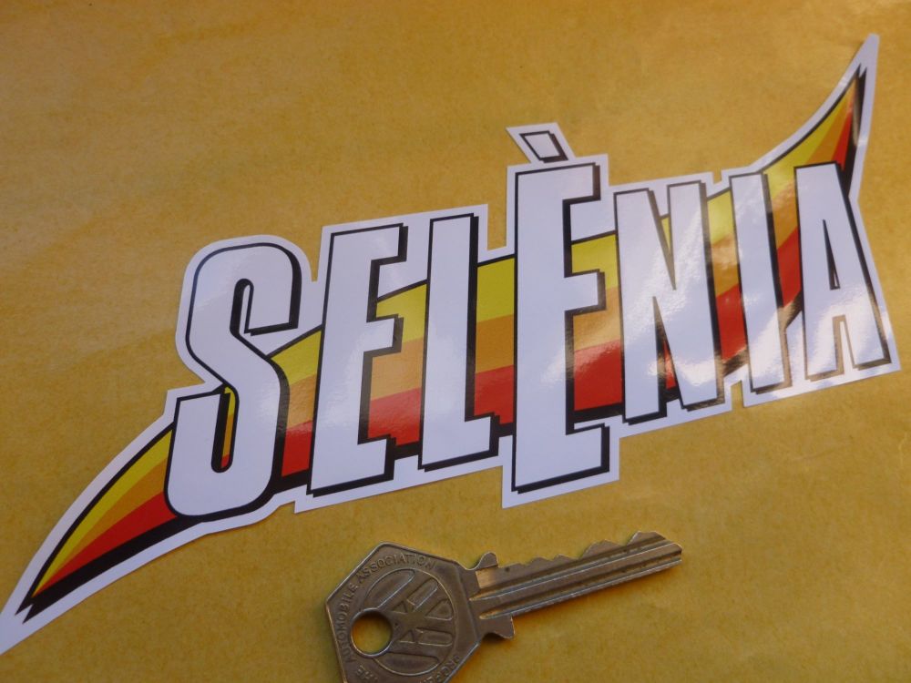 Selenia Motor Oil Coloured and Shaped Stickers. 8" Pair.