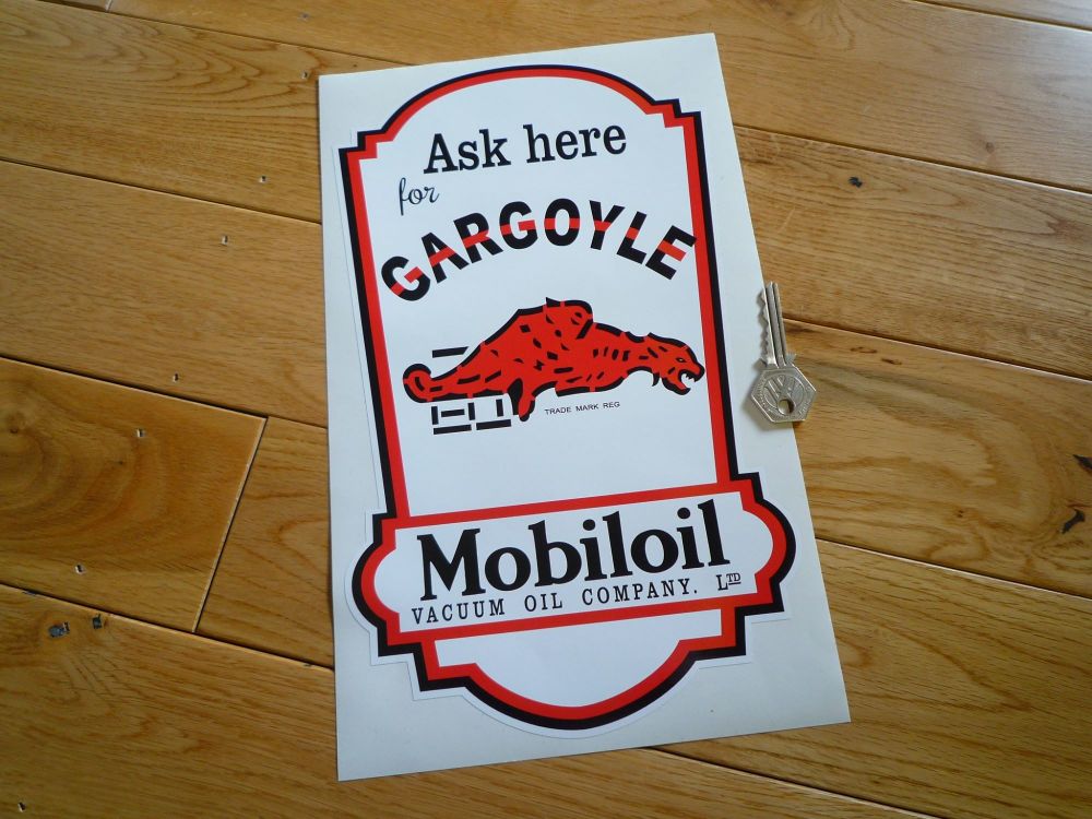 Mobil Mobiloil Vacuum Gargoyle Oil Dispenser Sticker. 12".
