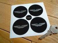 Aston Martin Wing Logo Black to Edge Wheel Centre Stickers - Set of 4 - 50mm or 60mm