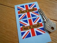 Made in England Union Jack Flag & Scroll Stickers. 2" Pair.