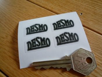 Desmo Black & Clear Stickers. Set of 4. 30mm.