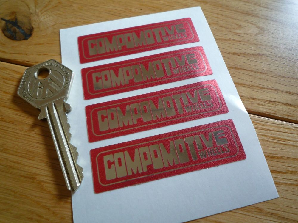 Compomotive Wheels Red & Foil Rim Stickers. Set of 4. 60mm.