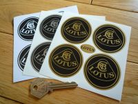 Lotus Wheel Centre Stickers. 40mm, 45mm, 50mm, or 60mm. Set of 4.