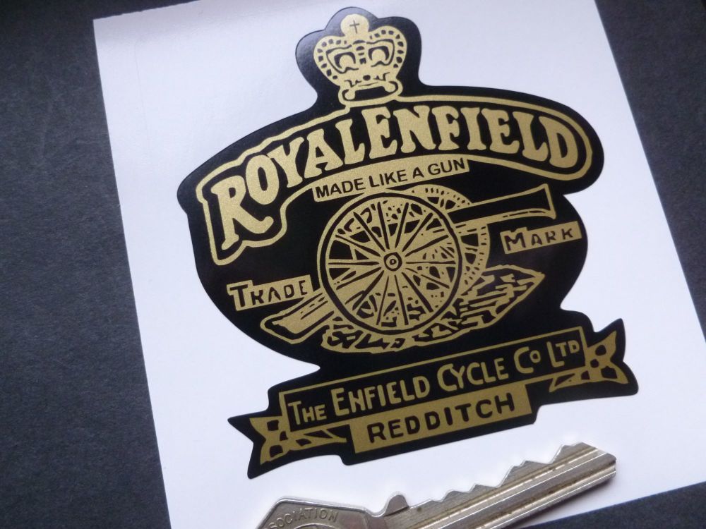 Royal Enfield Gun Black Background Sticker. 3".